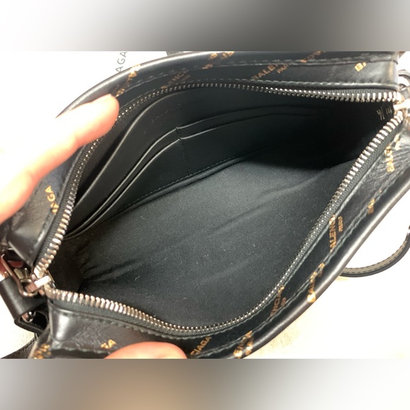 Balenciaga Allover Black Bazar Logo Pochette Shoulder Crossbody Bag - Picture 13 of 16